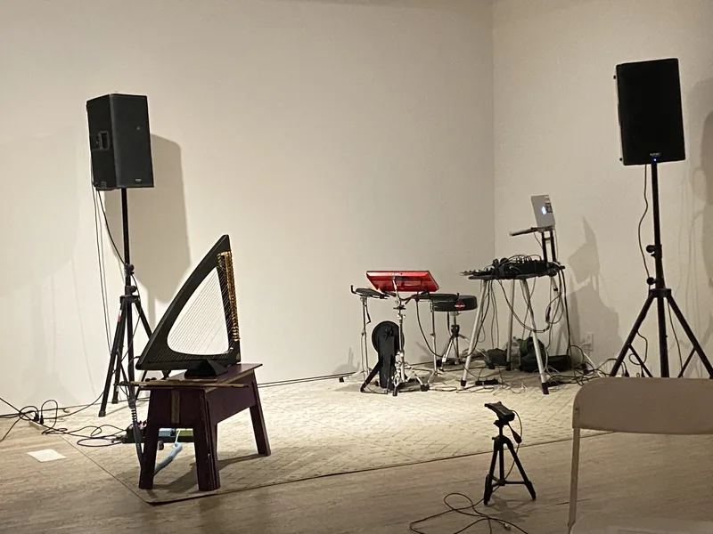 Stage setup for Danse Macabre performance art piece, NYC
