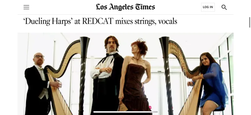 “Dueling Harps” at REDCAT, in the Los Angeles Times