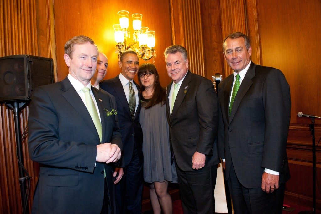 Mia Theodoratus with President Obama, the Irish Prime Minister and Speaker Boehner, March 2012